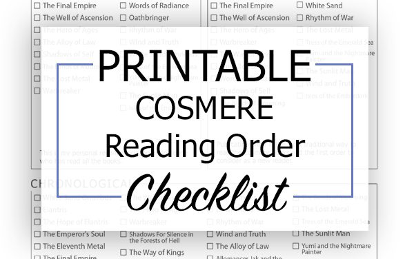 Cosmere Reading Order Printable Checklist