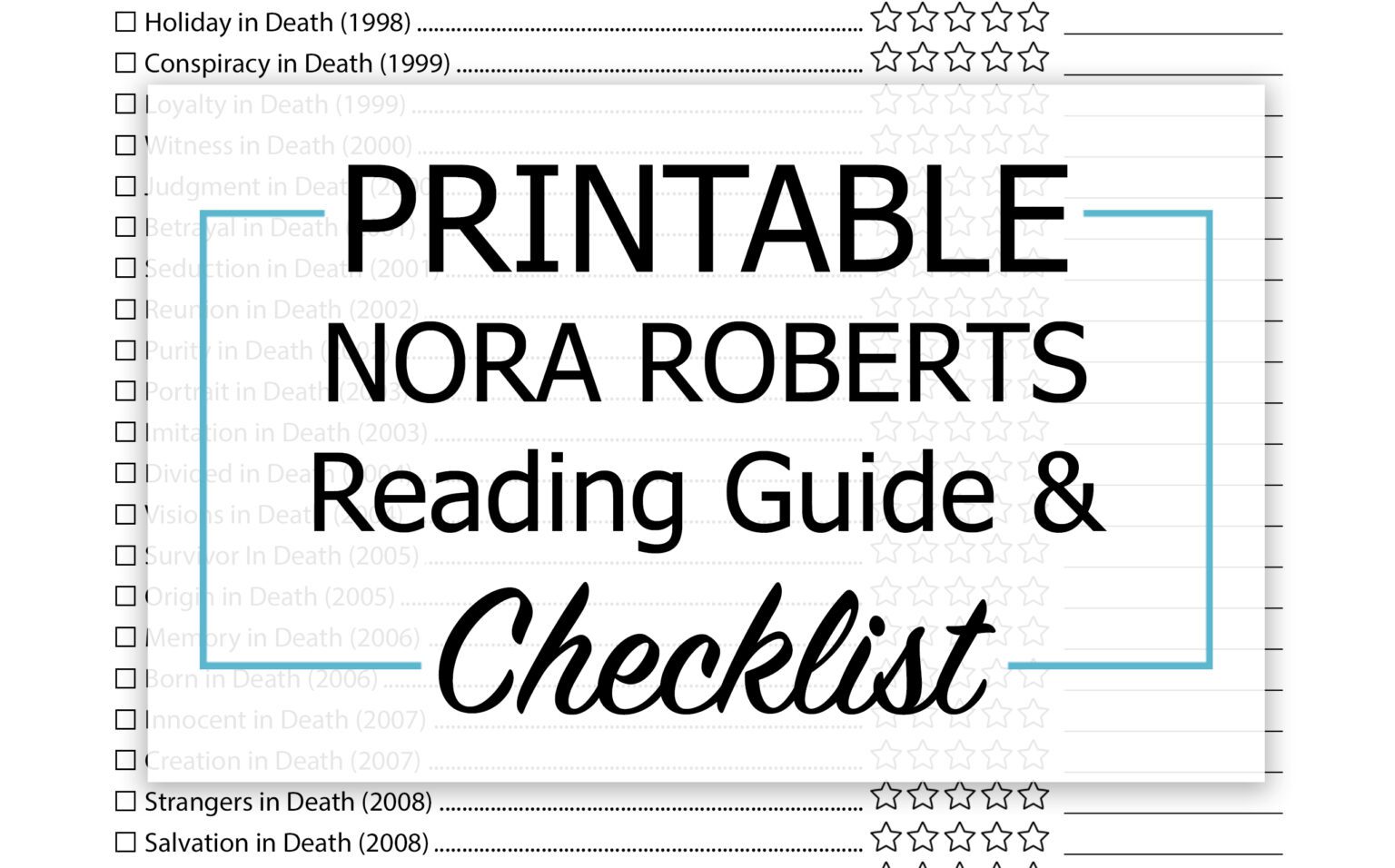 Nora Roberts Books In Order Printable